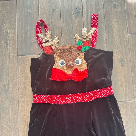 Love On A Hanger Reindeer Christmas Velour Jumpsuit Jr. XL NWT - Picture 2 of 5